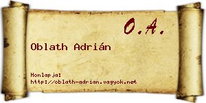 Oblath Adrián névjegykártya